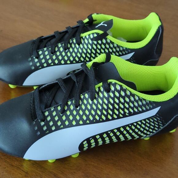 Puma Kids Adreno III FG Jr Soccer Cleats Black Green Kids 2 - Picture 1 of 7